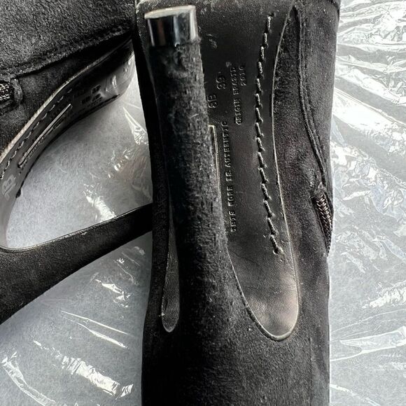 Schutz Suede Rhinestone Ankle Side Zip Booties - Picture 5 of 10
